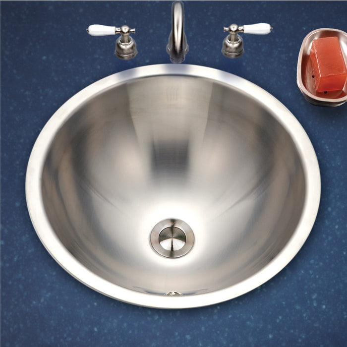 Houzer CRTO-1620-1 Opus 16" Stainless Steel Drop-in Topmount Bathroom Sink with Overflow Drain Assembly