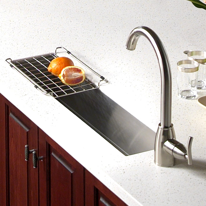 Houzer CTB-3285 Contempo Trough 32" Stainless Steel Undermount Single Bowl Bar Sink with Strainer & Grid