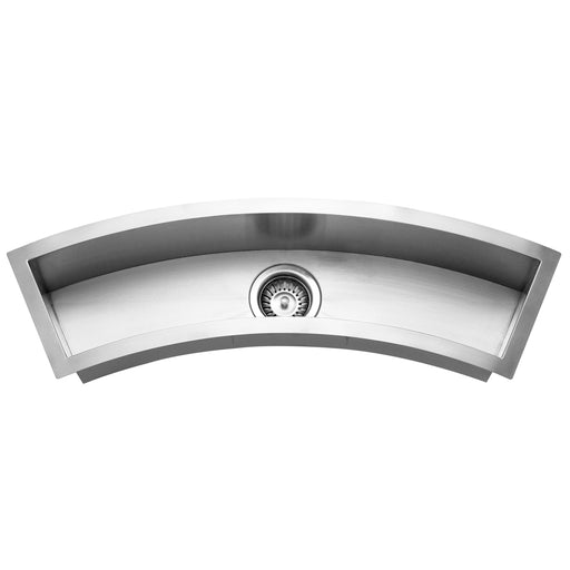 Houzer CTC-3312 Contempo Trough 33" Undermount Single Curved Bowl Bar Sink