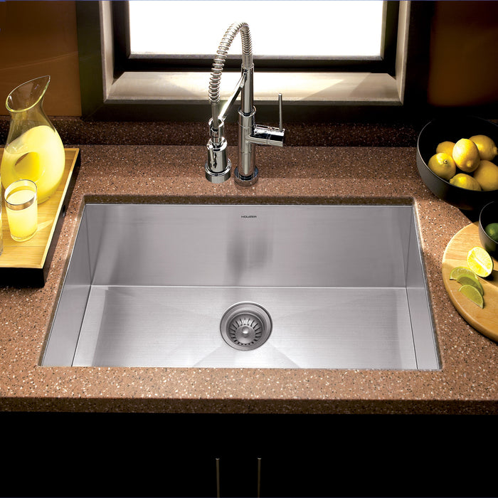 Houzer CTG-3200 Contempo 32" Stainless Steel Undermount Single Bowl Kitchen Sink with Strainer & Grid