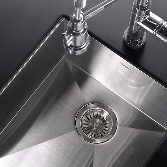 Houzer CTR-1700 Contempo 17" Stainless Steel Undermount Single Bowl Bar Sink with Strainer & Grid