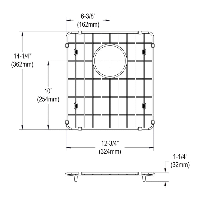 Elkay CTXBG1314 Stainless Steel 12-3/4" x 14-1/4" x 1-1/4" Bottom Grid in Polished Stainless Steel
