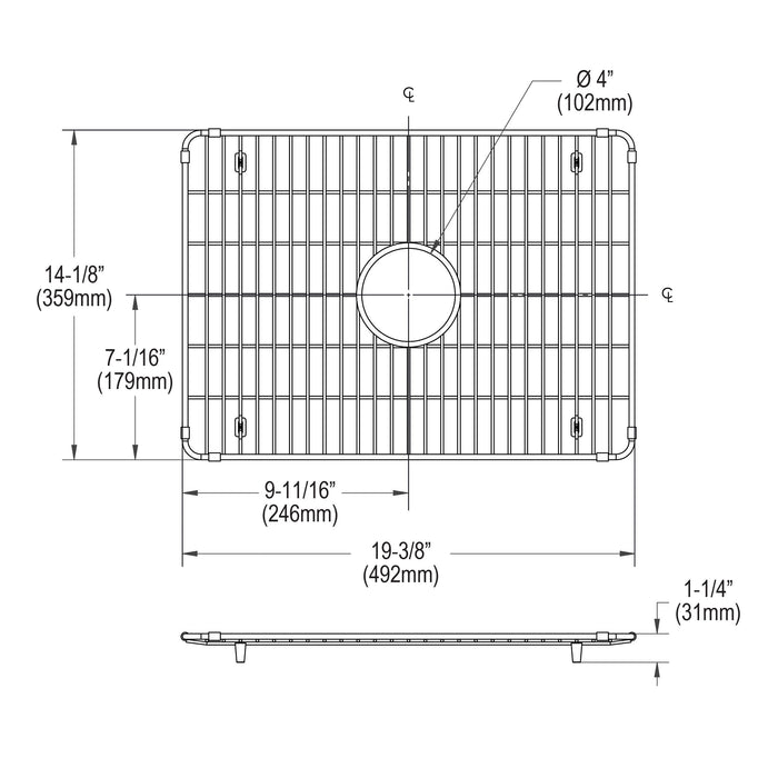 Elkay CTXBG1914 Stainless Steel 19-3/8" x 14-1/8" x 1-1/4" Bottom Grid in Polished Stainless Steel