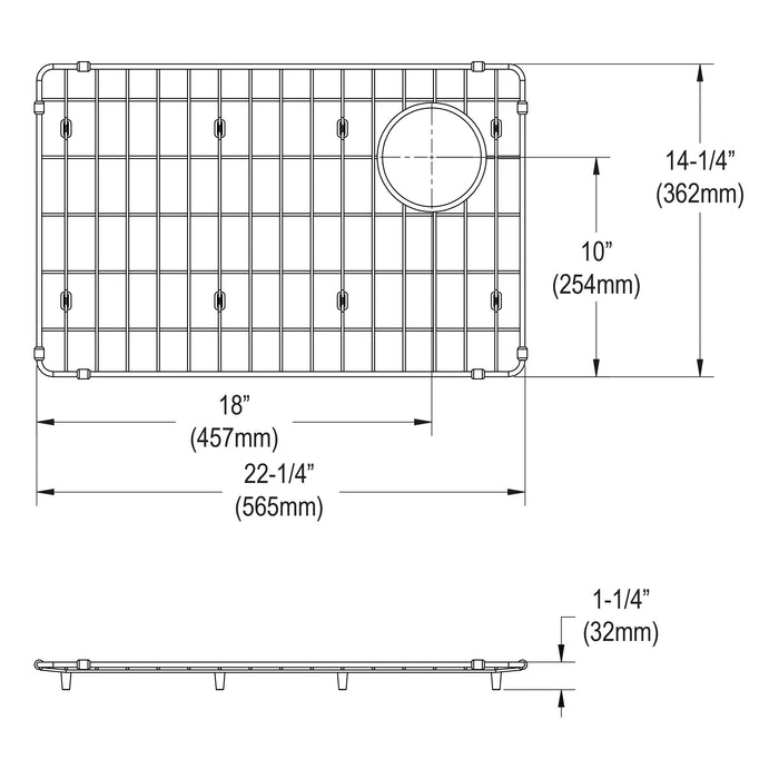 Elkay CTXBG2214 Stainless Steel 22-1/4" x 14-1/4" x 1-1/4" Bottom Grid in Polished Stainless Steel