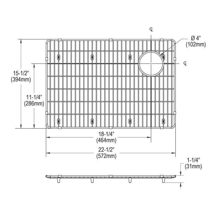 Elkay CTXBG2215 Stainless Steel 22-1/2" x 15-1/2" x 1-1/4" Bottom Grid in Polished Stainless Steel