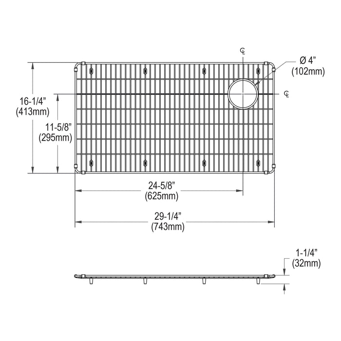Elkay CTXBG2916 Stainless Steel 29-1/4" x 16-1/4" x 1-1/4" Bottom Grid in Polished Stainless Steel