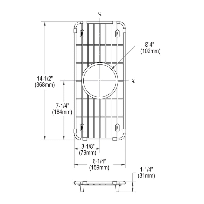 Elkay CTXBG614 Stainless Steel 6-1/4" x 14-1/2" x 1-1/4" Bottom Grid in Polished Stainless Steel