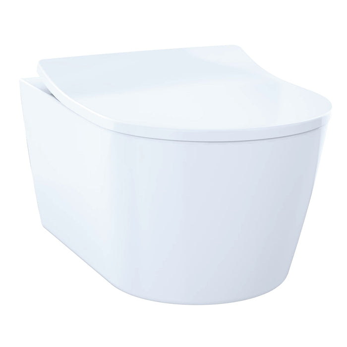 Compact wall-hung D-shaped toilet bowl with Universal Height, DYNAMAX TORNADO FLUSH compatibility, and CEFIONTECT ceramic glaze
