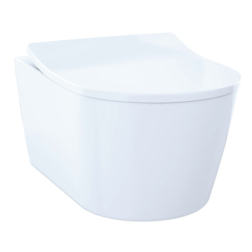 Complete RP compact wall-hung toilet system including CT427CFG bowl, WT172M in-wall tank, slim SoftClose seat, and matte silver round push plate