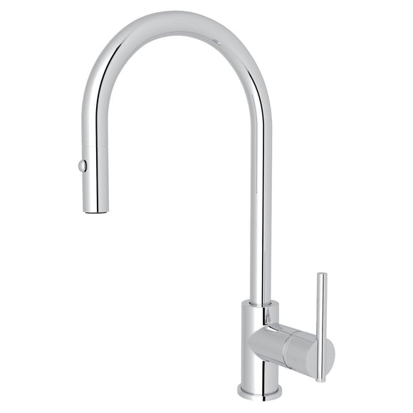 ROHL CY57L-APC-2 Pirellone Pulldown Side Lever Kitchen Faucet - Polished Chrome With Metal Lever Handle