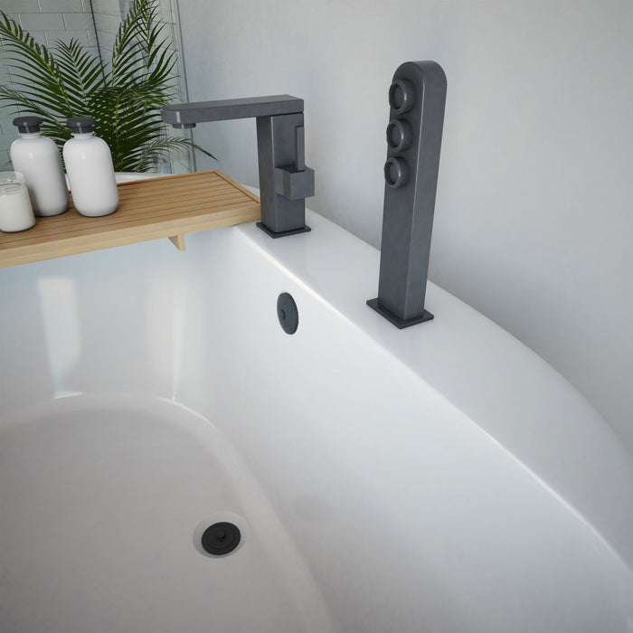 DreamLine BTCB6041HFXXC00 Caribbean 60" x 42" Freestanding Oval 44 Gallon Soaking Bathtub in White
