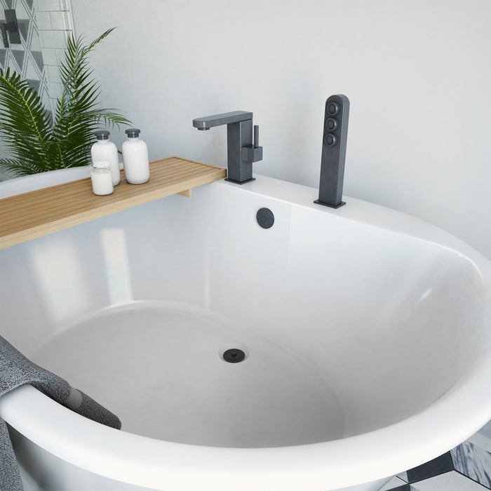 DreamLine BTCB6041HFXXC00 Caribbean 60" x 42" Freestanding Oval 44 Gallon Soaking Bathtub in White