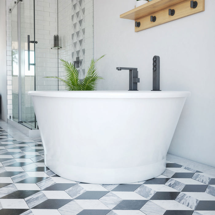 DreamLine BTCB6041HFXXC00 Caribbean 60" x 42" Freestanding Oval 44 Gallon Soaking Bathtub in White