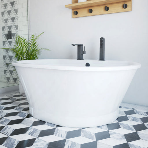 DreamLine BTCB6041HFXXC00 Caribbean 60-inch Freestanding Oval 44 Gallon Soaking Bathtub in White