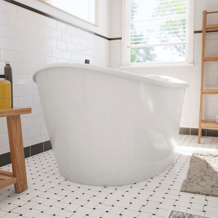 DreamLine BTCA6636WFXXC00 Caspian 66" x 36" Freestanding Double Slipper 2-Person Oval Bathtub in White