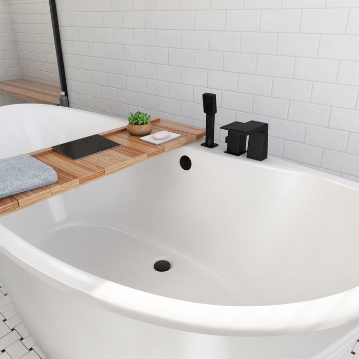 DreamLine BTCA6636WFXXC00 Caspian 66" x 36" Freestanding Double Slipper 2-Person Oval Bathtub in White