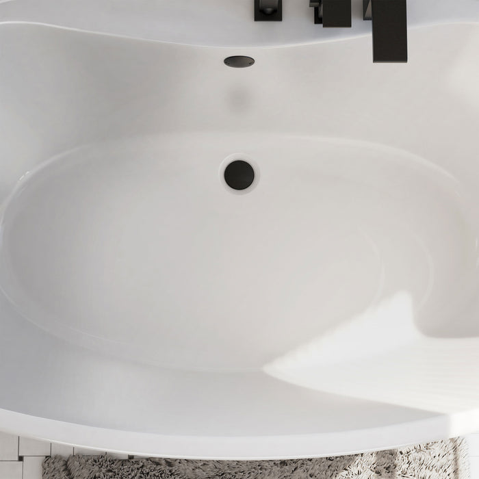 DreamLine BTCA6636WFXXC00 Caspian 66" x 36" Freestanding Double Slipper 2-Person Oval Bathtub in White