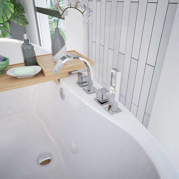 DreamLine BTCA6032WFXXC00 Caspian 60" x 32" Freestanding Double Slipper 2-Person Oval Bathtub in White
