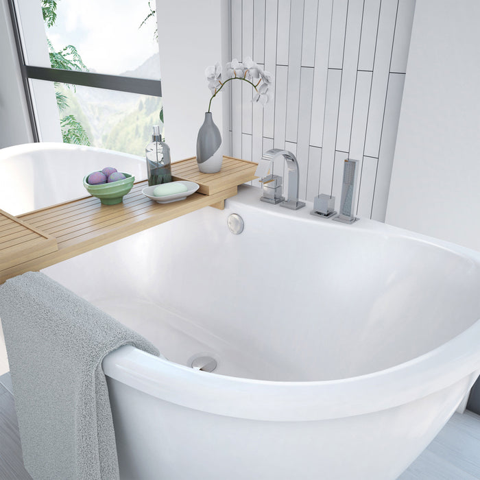 DreamLine BTCA6032WFXXC00 Caspian 60" x 32" Freestanding Double Slipper 2-Person Oval Bathtub in White