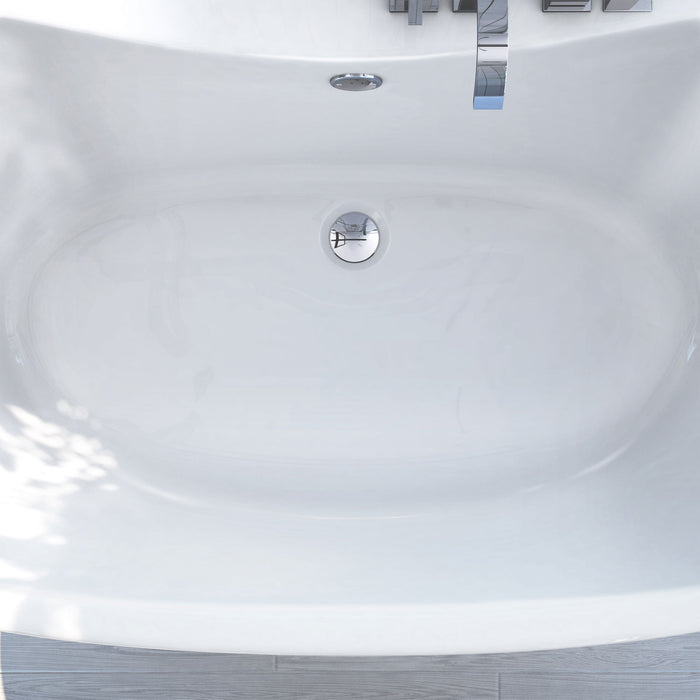 DreamLine BTCA6032WFXXC00 Caspian 60" x 32" Freestanding Double Slipper 2-Person Oval Bathtub in White