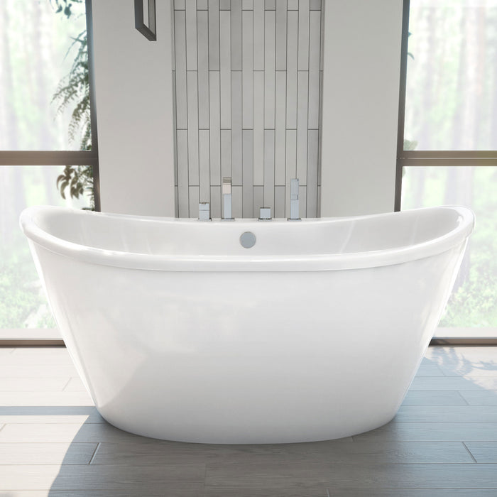 DreamLine BTCA6032WFXXC00 Caspian 60" x 32" Freestanding Double Slipper 2-Person Oval Bathtub in White