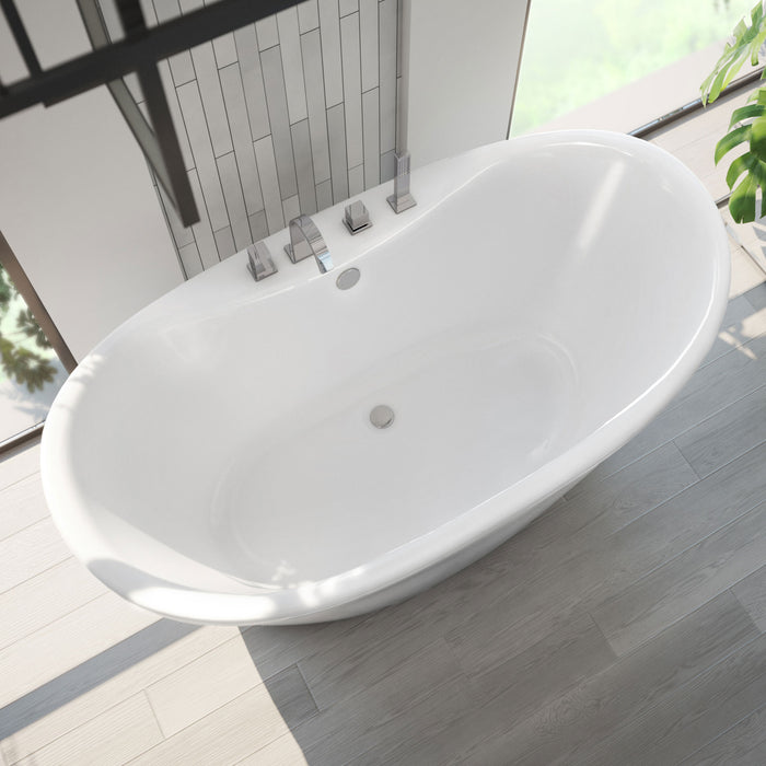 DreamLine BTCA6032WFXXC00 Caspian 60" x 32" Freestanding Double Slipper 2-Person Oval Bathtub in White