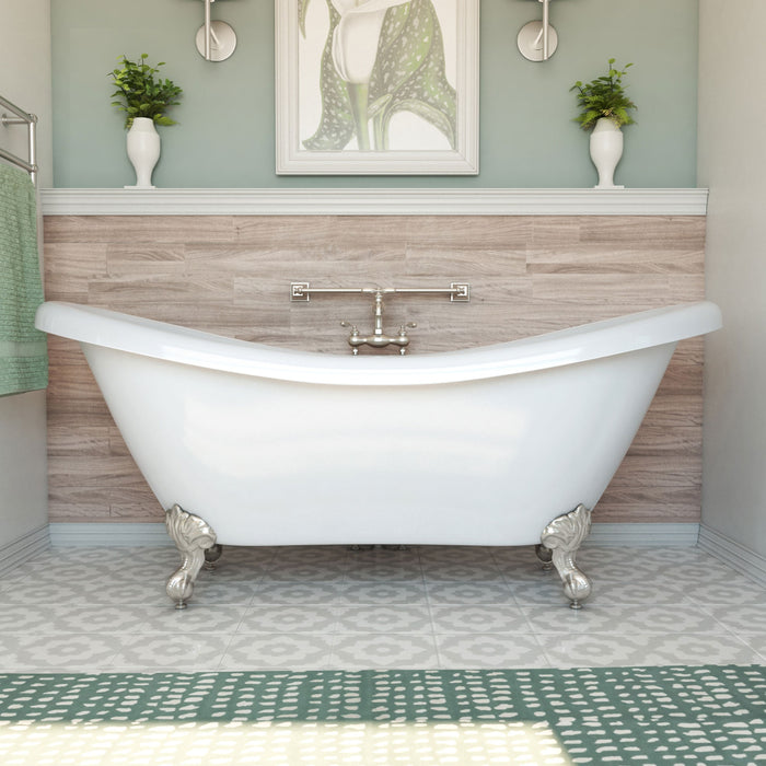 DreamLine BTCP6928HFXXC04 Chesapeake 69" L x 31"H Acrylic Freestanding Bathtub with Brushed Nickel Finish