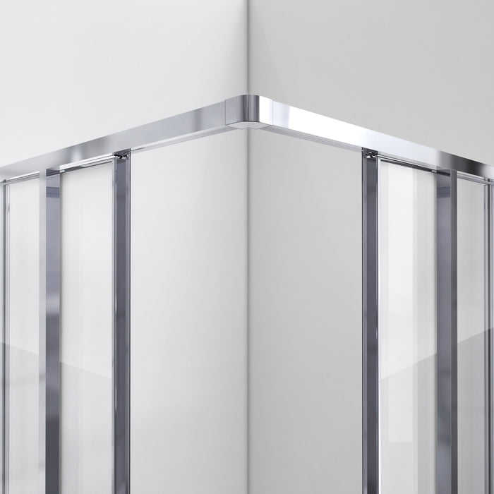 DreamLine DL-6150-01 Cornerview 36"D x 36"W x 76 3/4"H Framed Sliding Shower Enclosure in Chrome with White Base and Backwalls - Bath4All