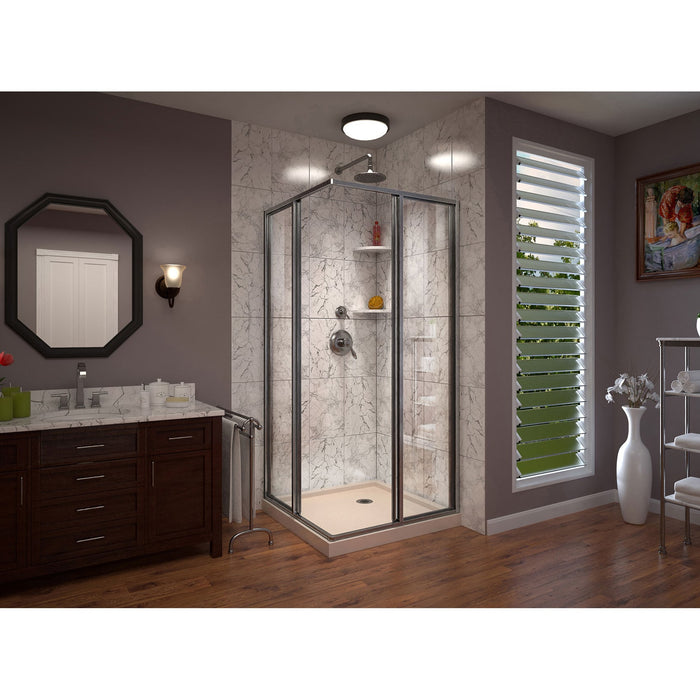 DreamLine DL-6710-22-04 Cornerview 36" D x 36" W x 74 3/4" H Framed Sliding Shower Enclosure in Brushed Nickel with Biscuit Shower Base