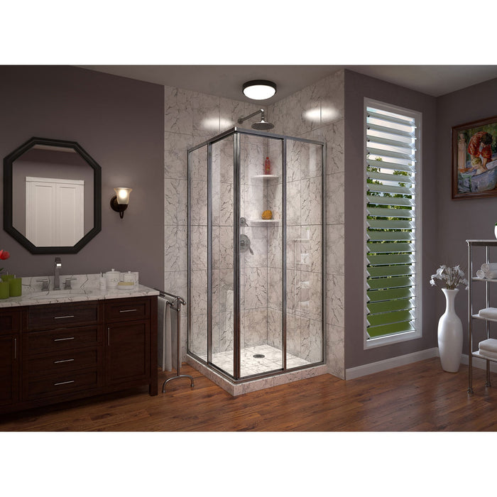 DreamLine SHEN-8134340-04 Cornerview 34 1/2" D x 34 1/2" W x 72" H Framed Sliding Shower Enclosure in Brushed Nickel