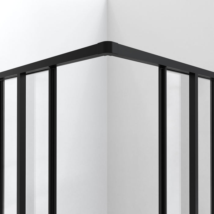 DreamLine E2813636XXQ0009 Cornerview 36"D x 36"W x 78 3/4"H Sliding Shower Enclosure, Base, and White Wall Kit in Satin Black