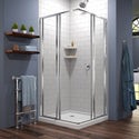DreamLine DL-6710-01 Cornerview 36"D x 36"W x 74 3/4"H Framed Sliding Shower Enclosure in Chrome with White Acrylic Base Kit - Bath4All