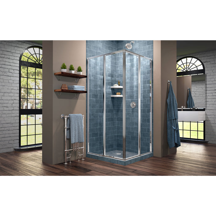 DreamLine SHEN-8134340-01 Cornerview 34 1/2"D x 34 1/2"W x 72"H Framed Sliding Shower Enclosure in Chrome