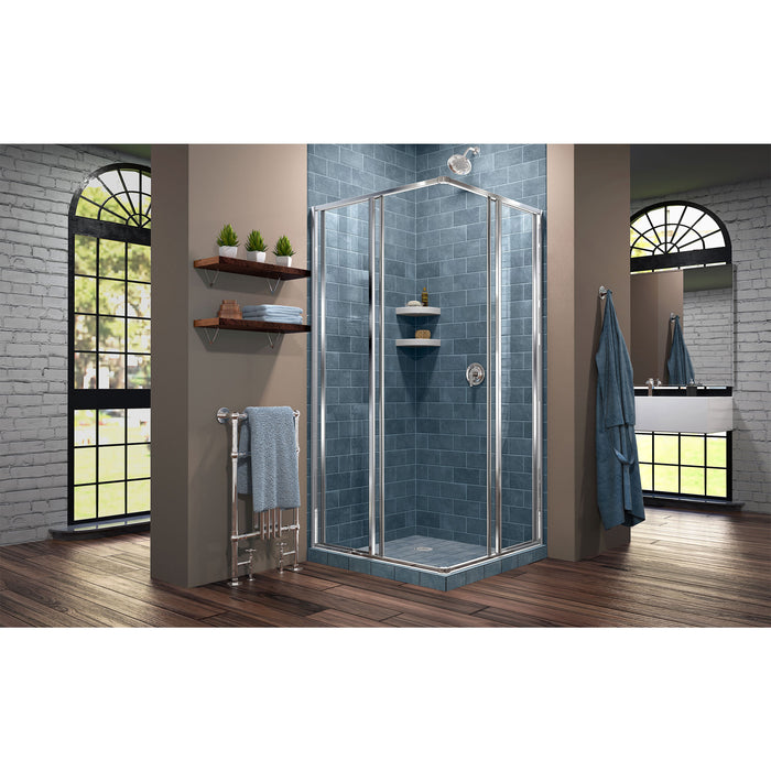 DreamLine SHEN-8134340-01 Cornerview 34 1/2"D x 34 1/2"W x 72"H Framed Sliding Shower Enclosure in Chrome