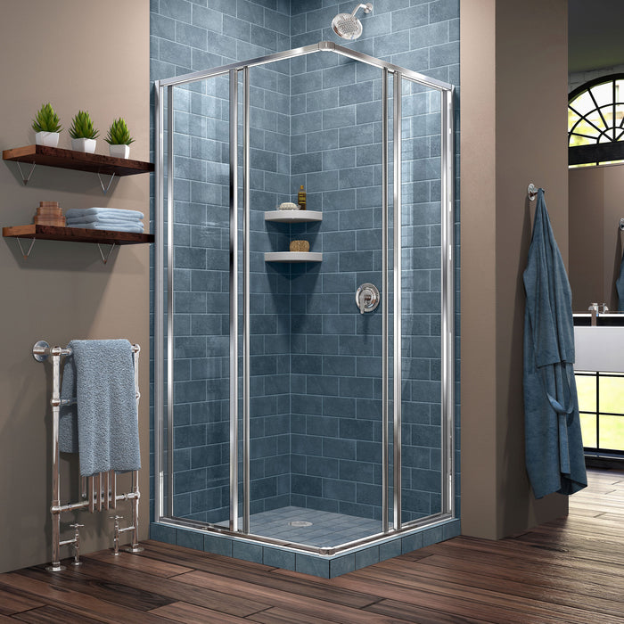 DreamLine SHEN-8134340-01 Cornerview 34 1/2"D x 34 1/2"W x 72"H Framed Sliding Shower Enclosure in Chrome
