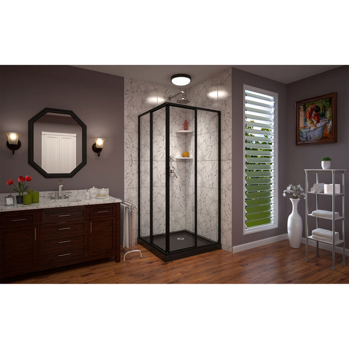 DreamLine DL-6710-88-09 Cornerview 36"D x 36"W x 74 3/4"H Framed Sliding Shower Enclosure and Shower Base Kit in Satin Black