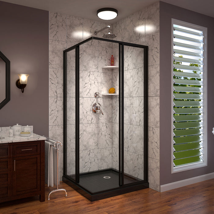 DreamLine DL-6710-88-09 Cornerview 36"D x 36"W x 74 3/4"H Framed Sliding Shower Enclosure and Shower Base Kit in Satin Black