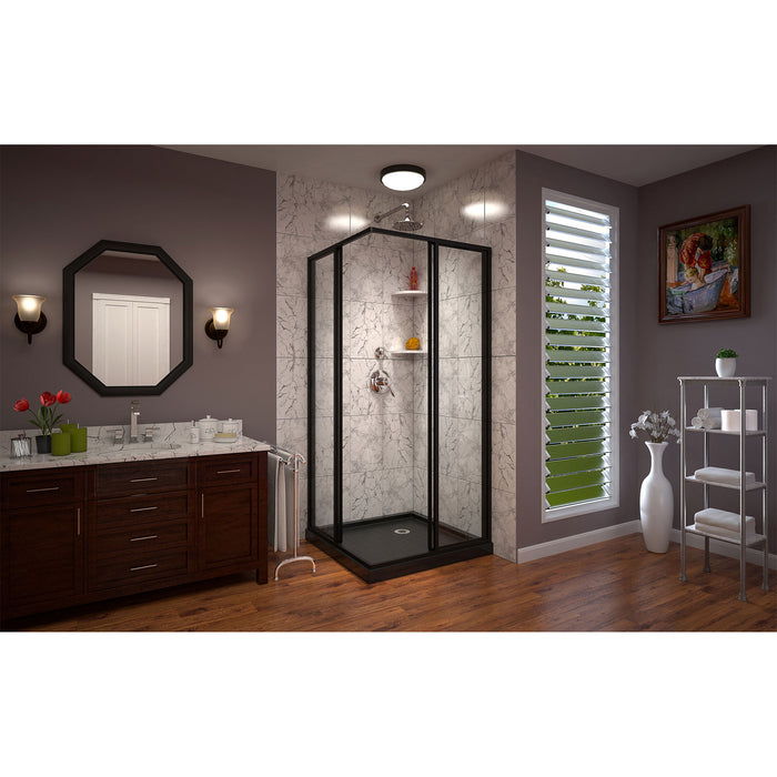 DreamLine DL-6710-88-09 Cornerview 36"D x 36"W x 74 3/4"H Framed Sliding Shower Enclosure and Shower Base Kit in Satin Black