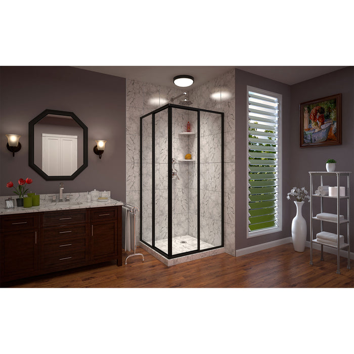 DreamLine SHEN-8134340-09 Cornerview 34 1/2"D x 34 1/2"W x 72"H Framed Sliding Shower Enclosure in Satin Black