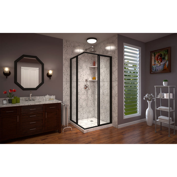 DreamLine SHEN-8134340-09 Cornerview 34 1/2"D x 34 1/2"W x 72"H Framed Sliding Shower Enclosure in Satin Black