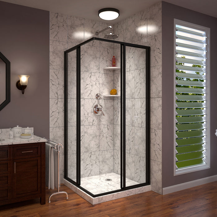 DreamLine SHEN-8134340-09 Cornerview 34 1/2"D x 34 1/2"W x 72"H Framed Sliding Shower Enclosure in Satin Black