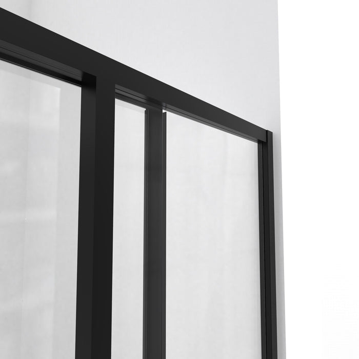 DreamLine E2813636XXQ0009 Cornerview 36"D x 36"W x 78 3/4"H Sliding Shower Enclosure, Base, and White Wall Kit in Satin Black