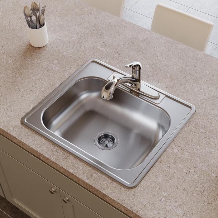 Elkay D125222 25" x 22" Stainless Steel 2-Hole Single-Bowl Drop-In Sink in Satin