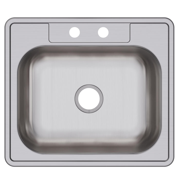 Elkay D125222 25" x 22" Stainless Steel 2-Hole Single-Bowl Drop-In Sink in Satin