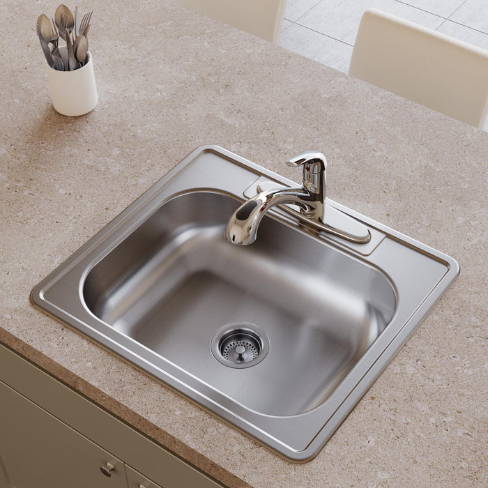 Elkay D125223 25" x 22" Stainless Steel 3-Hole Single-Bowl Drop-In Sink in Satin