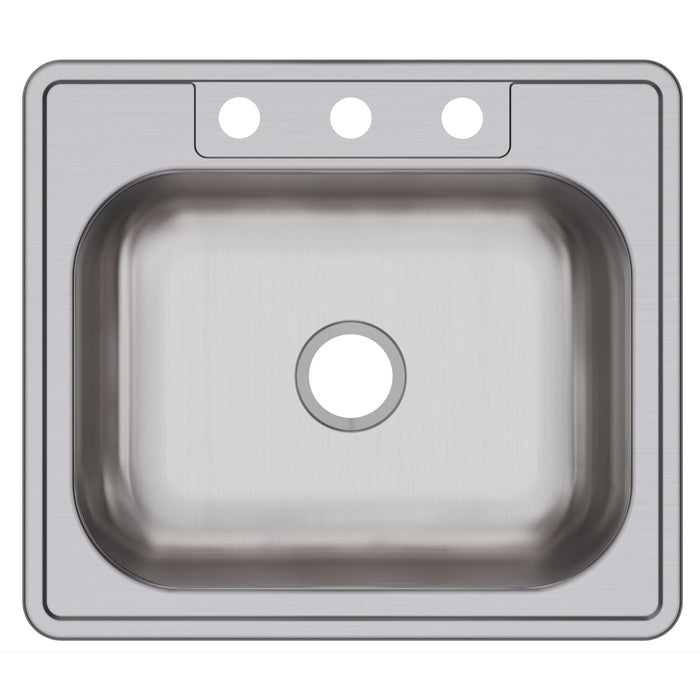 Elkay D125223 25" x 22" Stainless Steel 3-Hole Single-Bowl Drop-In Sink in Satin
