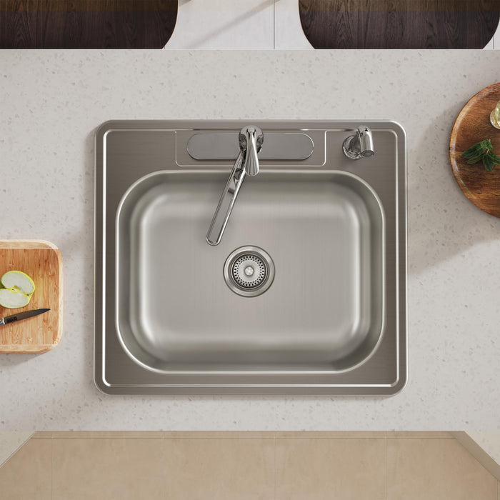 Elkay D125224 25" x 22" Stainless Steel 4-Hole Single-Bowl Drop-In Sink in Satin