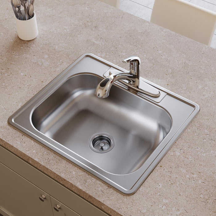 Elkay D125224 25" x 22" Stainless Steel 4-Hole Single-Bowl Drop-In Sink in Satin