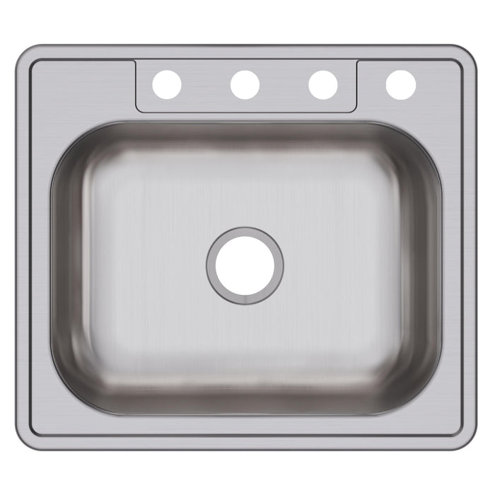 Elkay D125224 25" x 22" Stainless Steel 4-Hole Single-Bowl Drop-In Sink in Satin