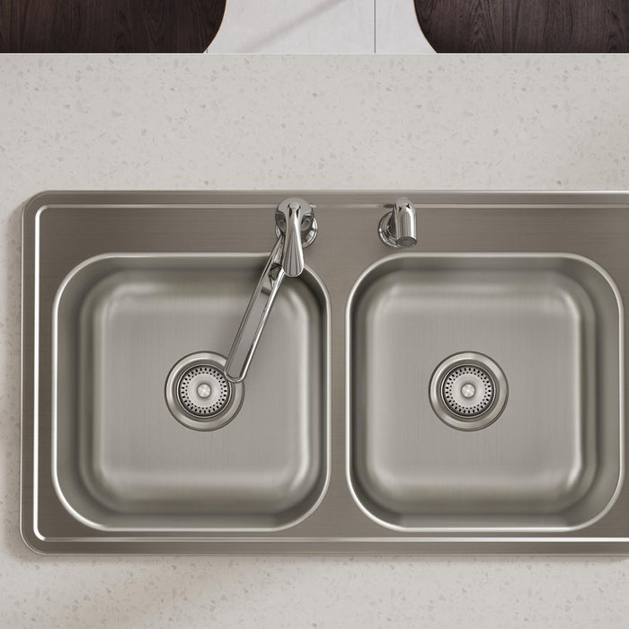 Elkay D233192 33" x 19" Stainless Steel 2-Hole Double-Bowl Drop-In Sink in Satin